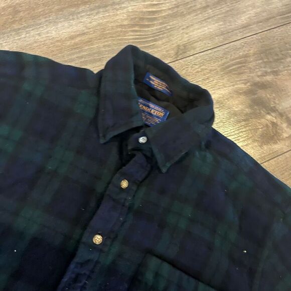 Pendleton Blue Plaid Buttonup 100% Virgin Wool ‎ Men Medium Bin G-19 - Picture 2 of 6